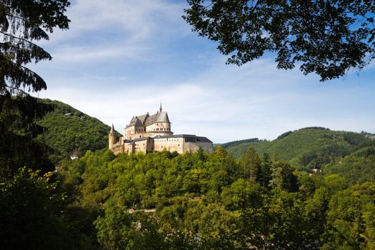 Vianden, Medieval castle build on top of the mountain in Luxembourg or Letzebuerg
