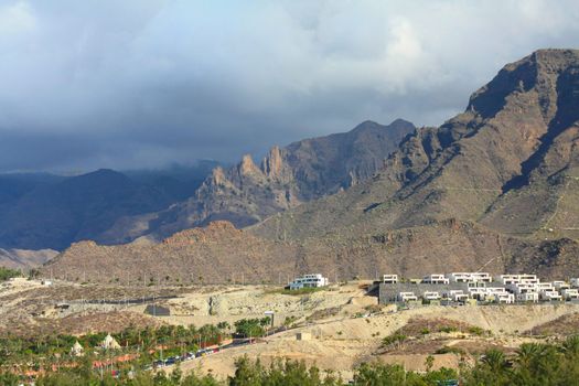 A small village and huge mountains on Tenerife, Spain