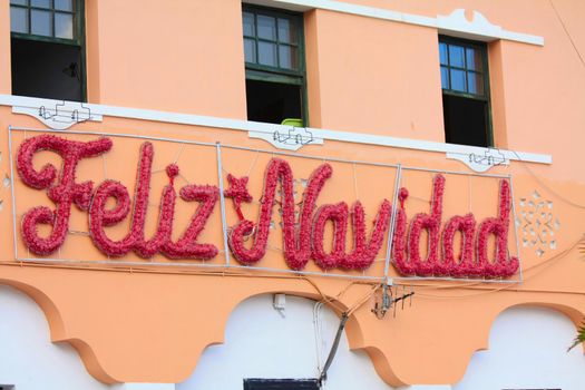 Spanish christmas decorations on a public building