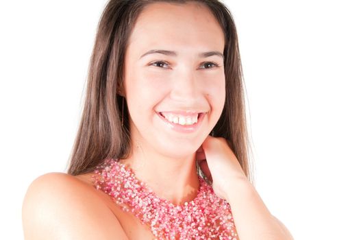 Shot of beautiful brunette woman with necklace