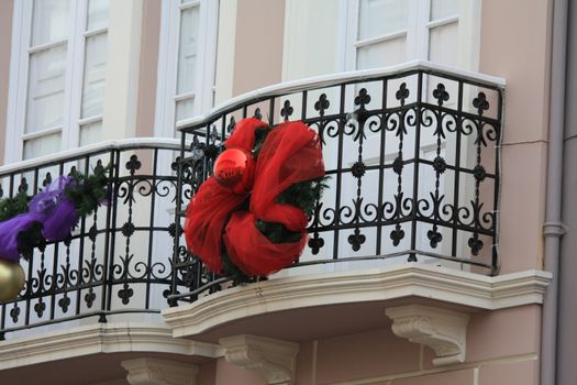 Christmas ornaments on a public building in Tenerife