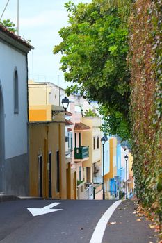 A small street with colored houses in La Orotava, Tenerife