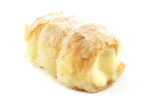 Cream Filled Cone Pastry Isolated on a White Background