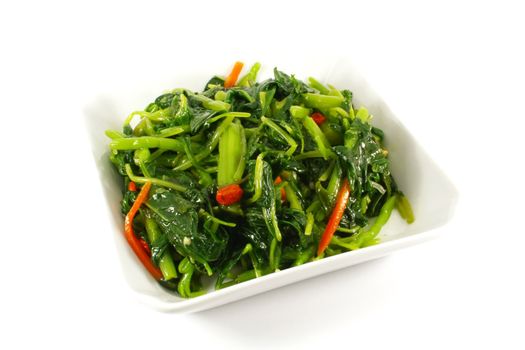 Healthy Greens Steamed Vegetables Isolated on a White Plate