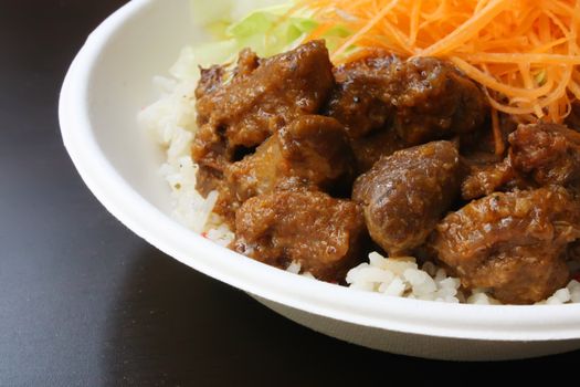Beef Herb Stew Brisket With Rice and Vegetables