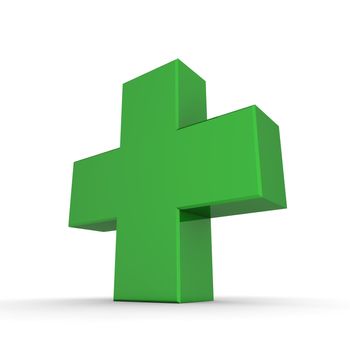 shiny green 3d symbol of a cross