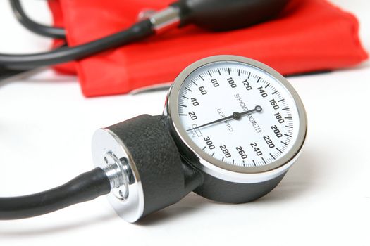 Sphygmomanometer - an inflatable cuff used to measure blood pressure