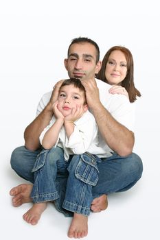 Happy family sitting together