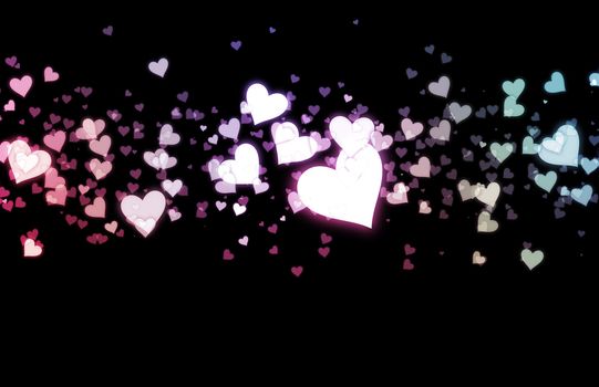 Romance Background with Floating Hearts as Art