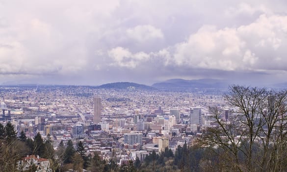 View of Portland, Oregon from Pittock Mansion.