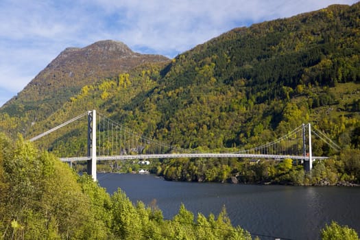 bridge by Haldanger fjord, Norway