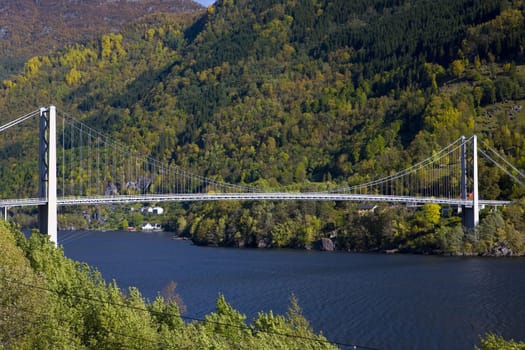 bridge by Haldanger fjord, Norway