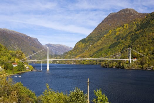 bridge by Haldanger fjord, Norway