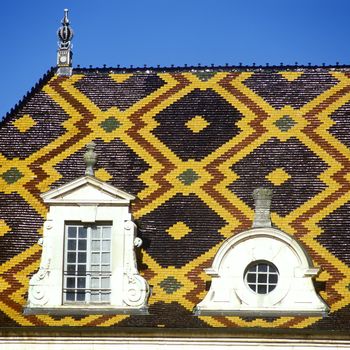 roof detail, H�tel-Dieu, Beaune, Burgundy, France