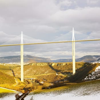 the highest bridge in the world, Millau, France