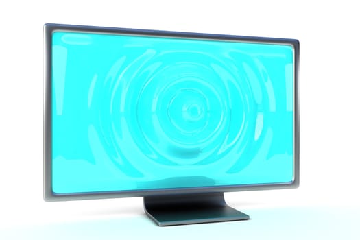 modern lcd monitor, with easy to change wavy blue screen and light shadows
