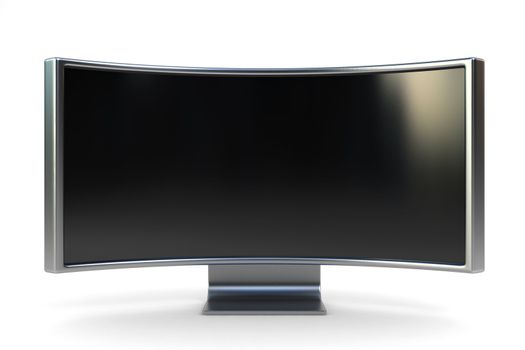 Extra wide monitor for cinema feeling, 3d render