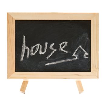 House word in English with simple image on the blackboard.