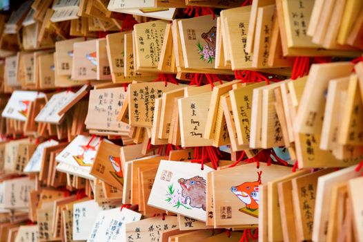 Japanese votive plaque at temple