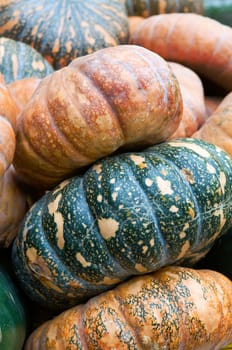 The stack of pumpkins