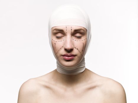 Woman prepared for a plastic surgery