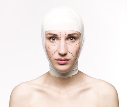 Woman prepared for a plastic surgery