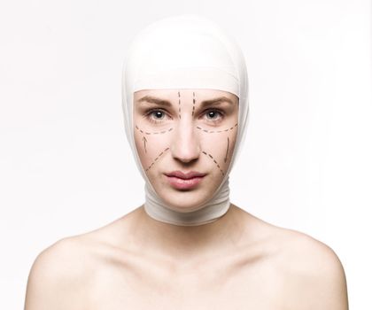 Woman prepared for a plastic surgery