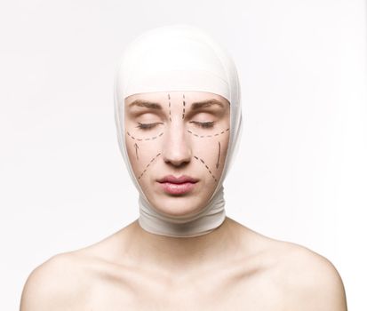 Woman prepared for a plastic surgery