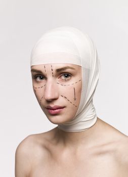 Woman prepared for a plastic surgery