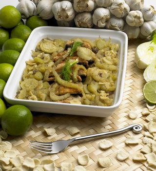 salmon with fennel and pasta orecchiette