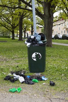 Overflowing garbage can