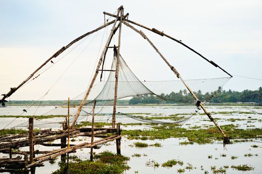 Console fishing nets on the coast of Kerala