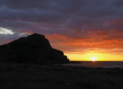 sunset, Giant''s Causeway, County Antrim, Northern Ireland