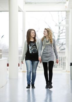 two girls walking