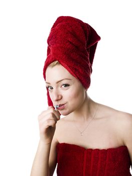 girl brushing her teeth