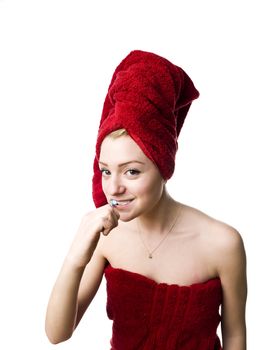 girl brushing her teeth