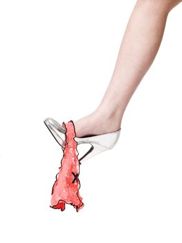 Girl with her briefs on her shoe