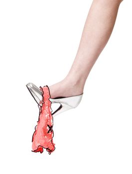 Girl with her briefs on her shoe