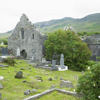ruins of Murrisk Abbey, County Mayo, Ireland