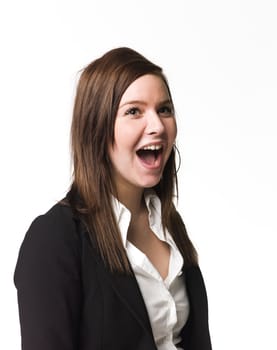Girl with her mouth open