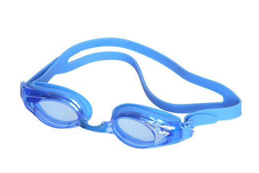 Blue swimming goggles isolated on white background with clipping path
