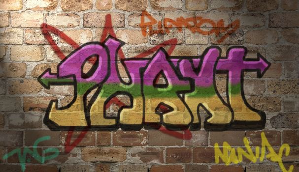
Grafitti was  drawn and coloured in photoshop using a custom aerosol brush (which I made myself) over photographed brickwork

Added lighting effect to the wall.