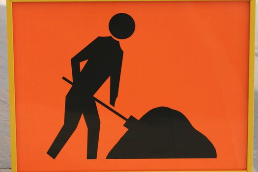 Construction sign closeup.