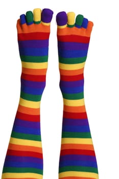 Striped colourful toe socks