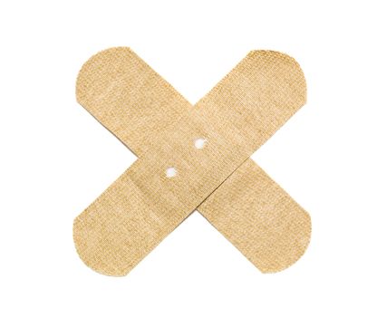 Beige bandaid isolated on a white background