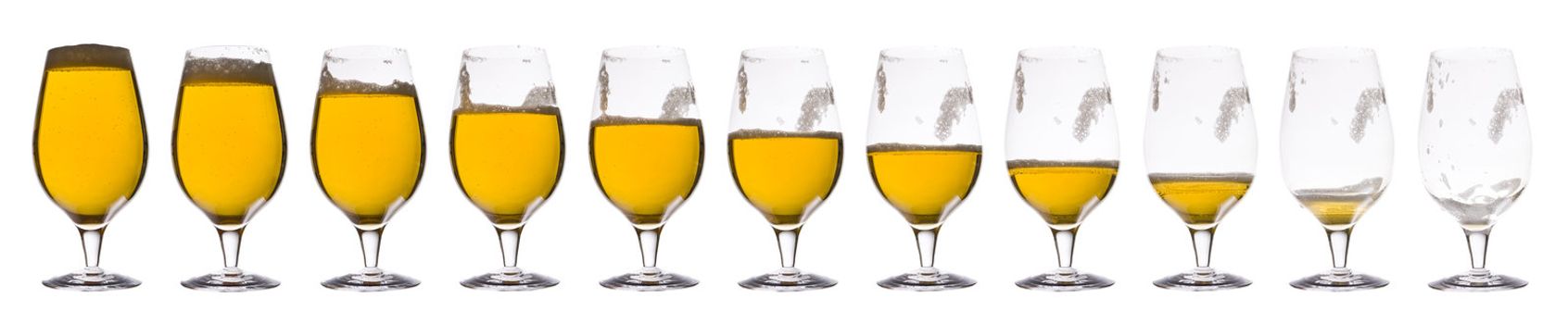 Time lapse - Beer isolated on a white background