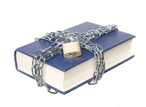 Book with a chain and lock wrapped around it