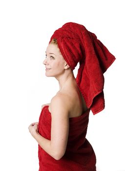Girl with red towel