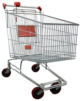 Empty shopping trolley issolated on white with clipping path