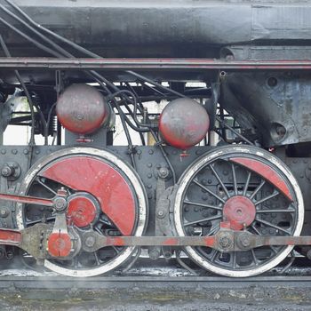 detail of steam locomotive (33-326), Dubrava, Bosnia and Hercegovina